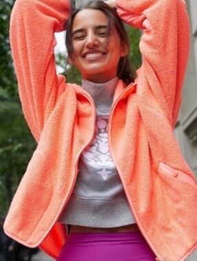 Free People FP Movement Ziggy Up Fleece Jacket – Size Small (Oversized)🍊